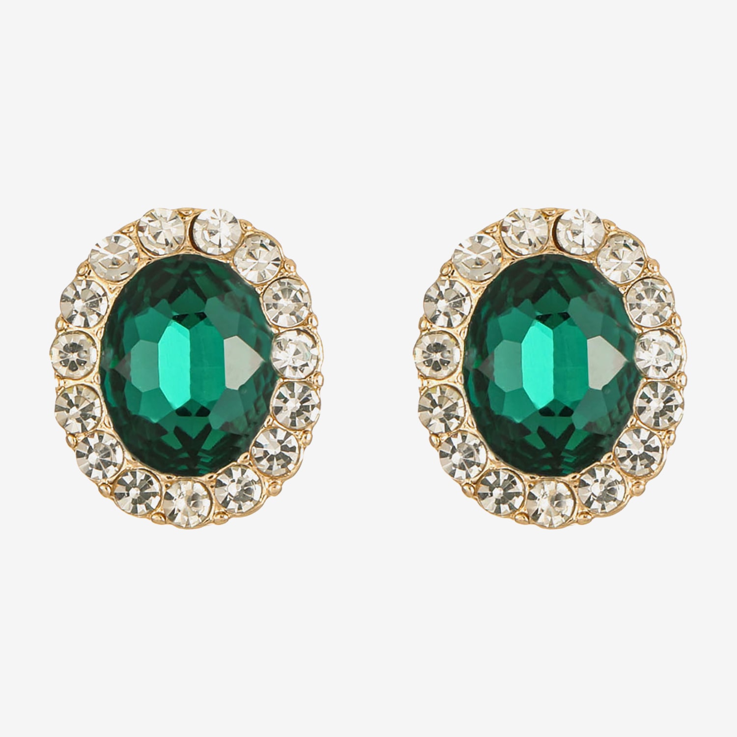 Monet Jewelry Green Glass 16mm Oval Stud Earrings