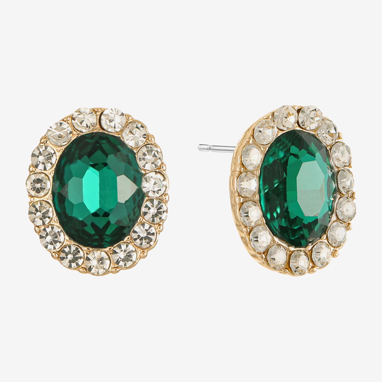 Monet Jewelry Green Glass 16mm Oval Stud Earrings