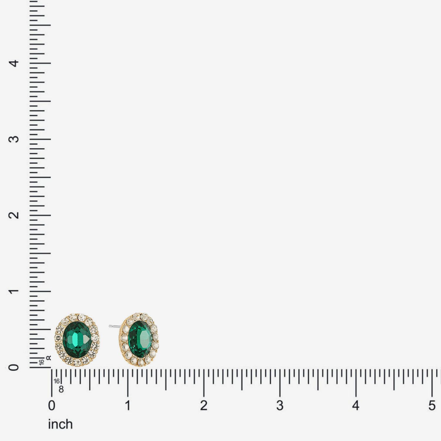 Monet Jewelry Green Glass 16mm Oval Stud Earrings
