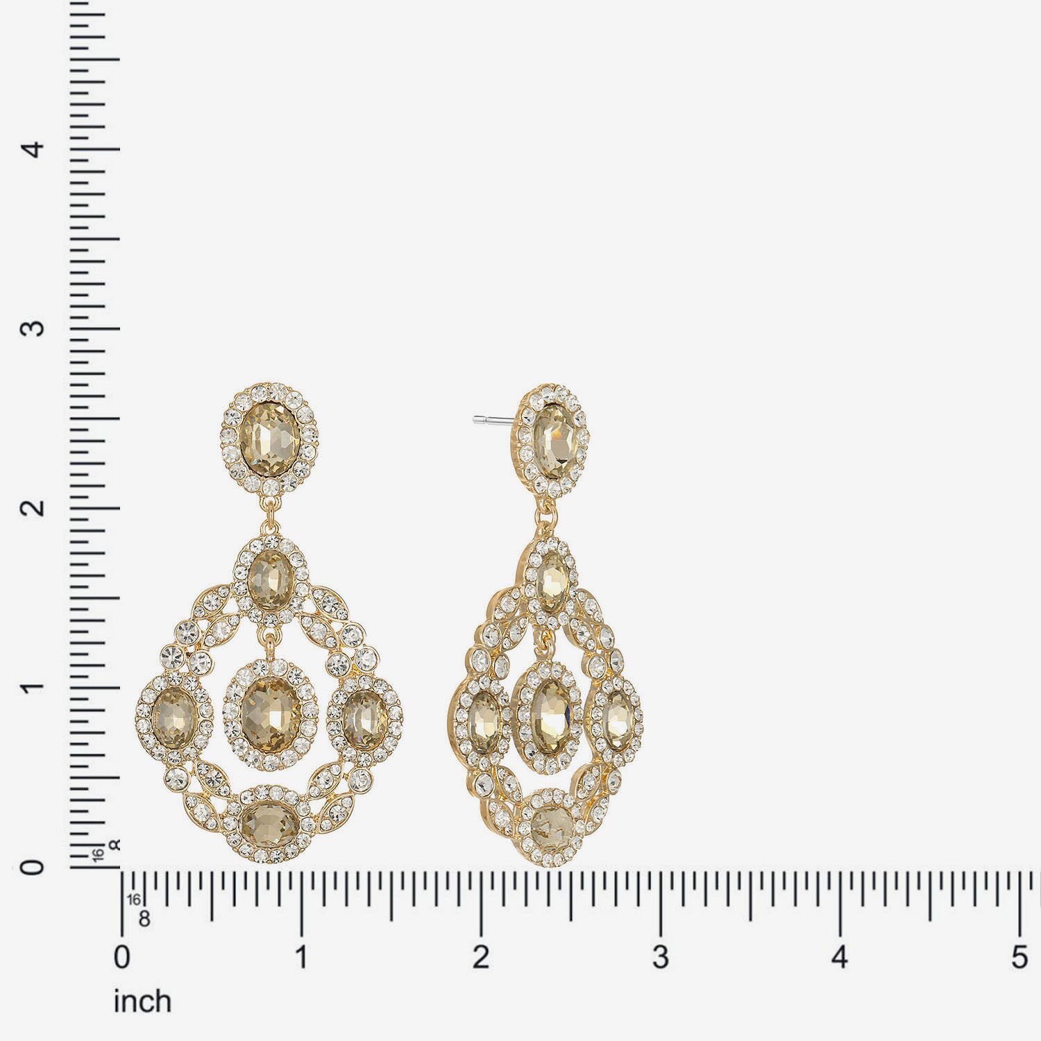 Monet Jewelry Womens Glass Oval Hypoallergenic Chandelier Earrings