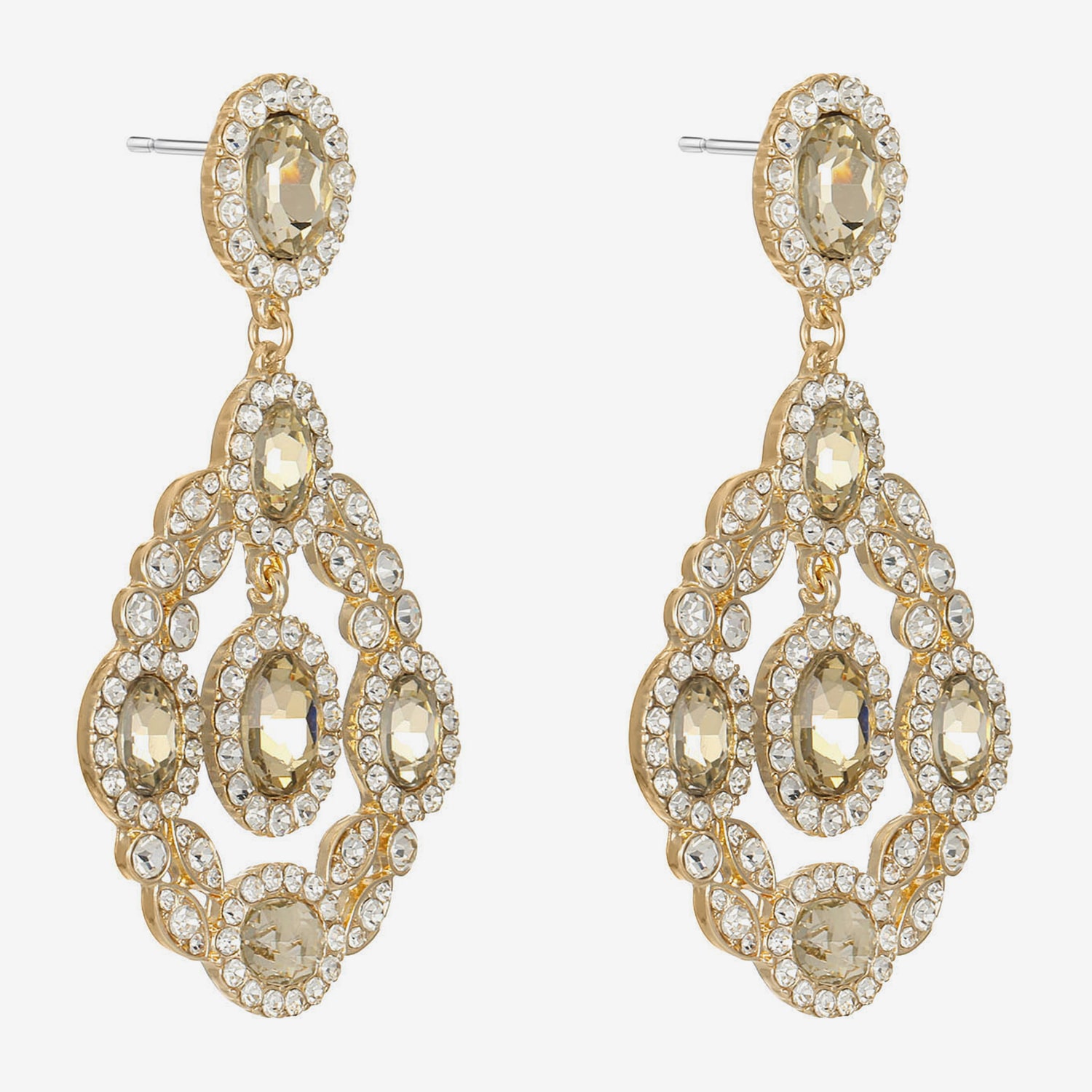 Monet Jewelry Womens Glass Oval Hypoallergenic Chandelier Earrings