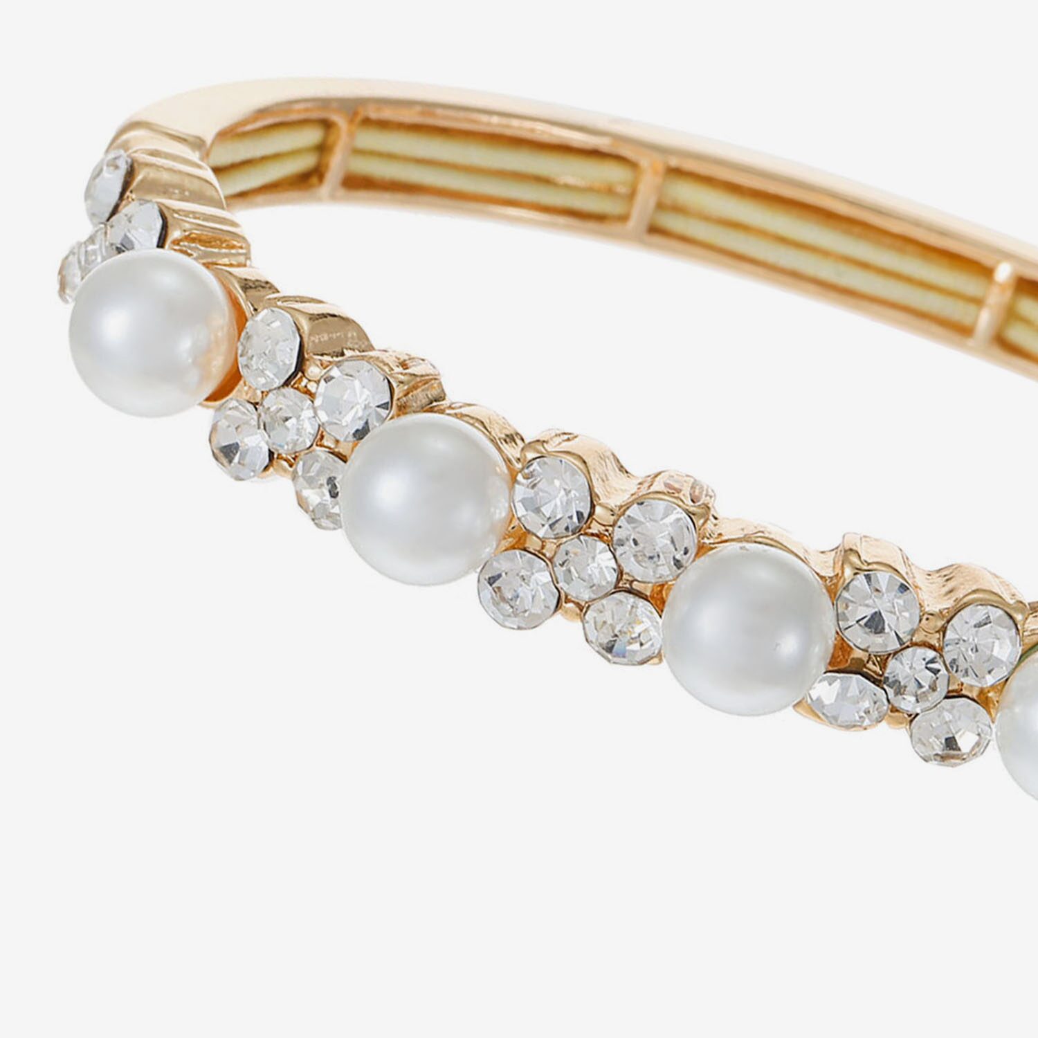 Monet Jewelry Womens Glass Simulated Pearl Round Bangle Bracelet