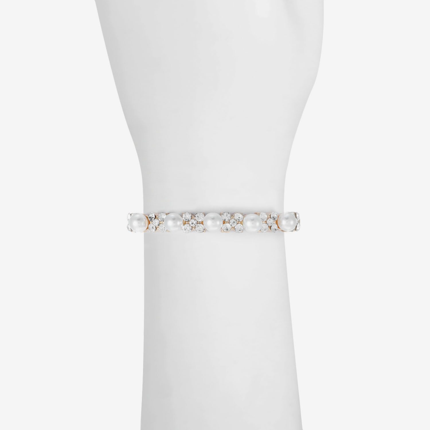 Monet Jewelry Womens Glass Simulated Pearl Round Bangle Bracelet