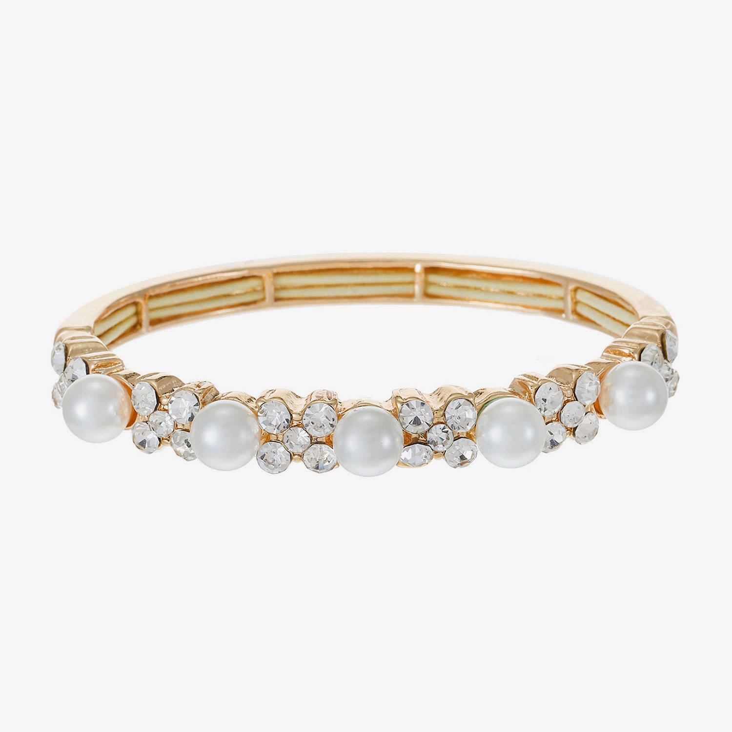 Monet Jewelry Womens Glass Simulated Pearl Round Bangle Bracelet