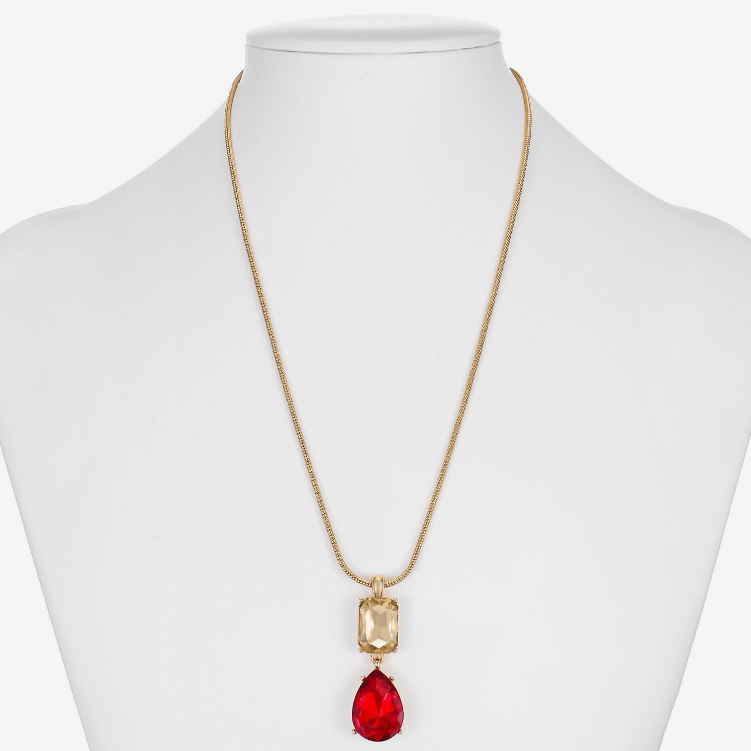 Monet Jewelry Womens Red Glass 17 Inch Pendant Necklace