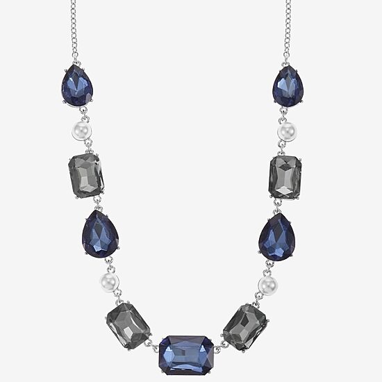 Monet Jewelry Womens Blue 17 Inch Collar Necklace
