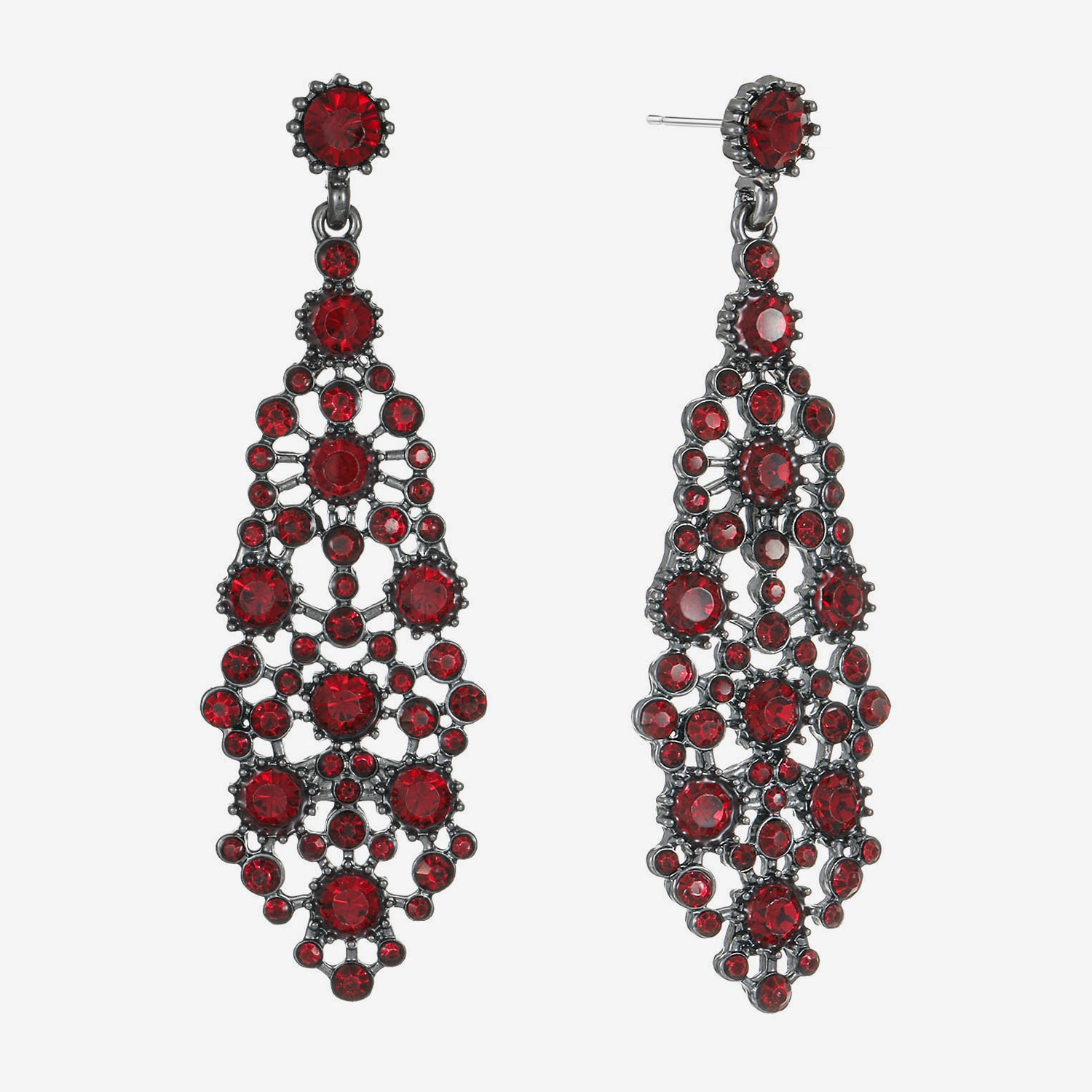 Mixit Womens Red Glass Hypoallergenic Chandelier Earrings, Color: Red ...