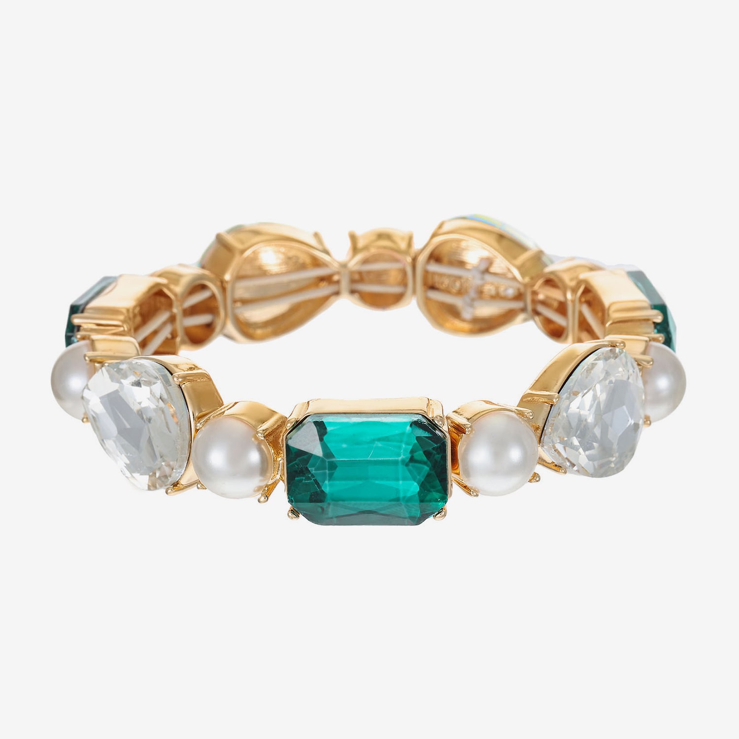 Monet Jewelry Womens Glass Simulated Pearl Stretch Bracelet