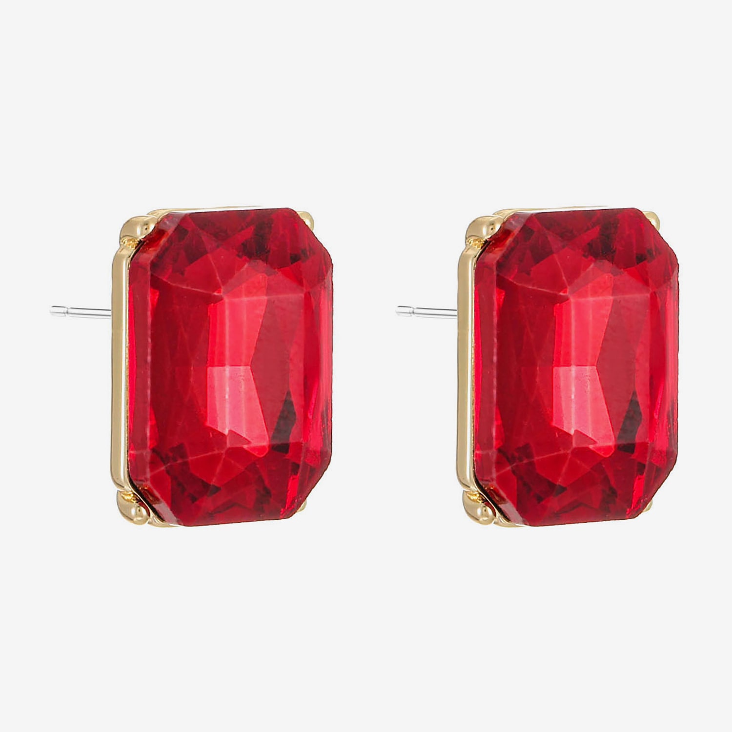 Monet Jewelry Red Glass 18.4mm Stud Earrings