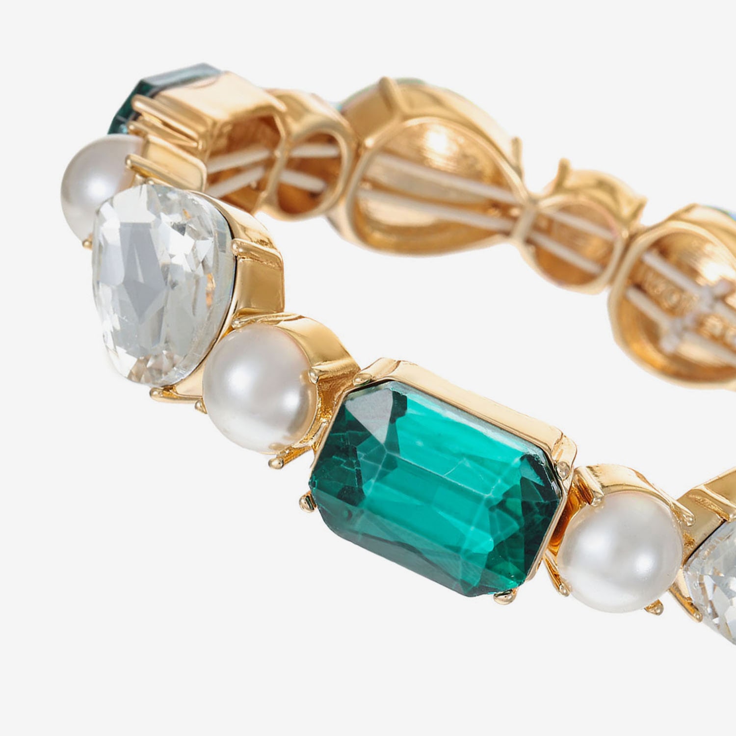 Monet Jewelry Womens Glass Simulated Pearl Stretch Bracelet