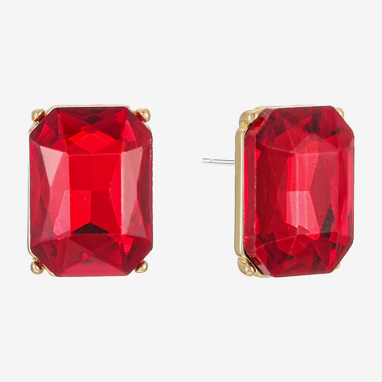 Monet Jewelry Red Glass 18.4mm Stud Earrings