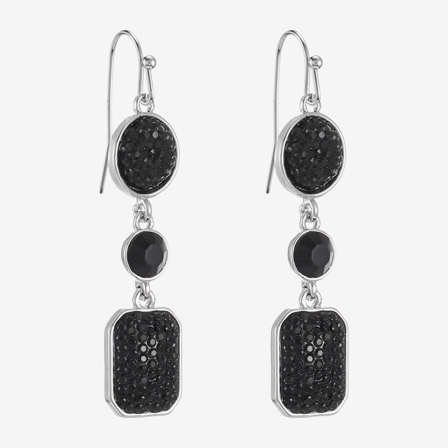 Mixit Womens Black Glass Drop Earrings