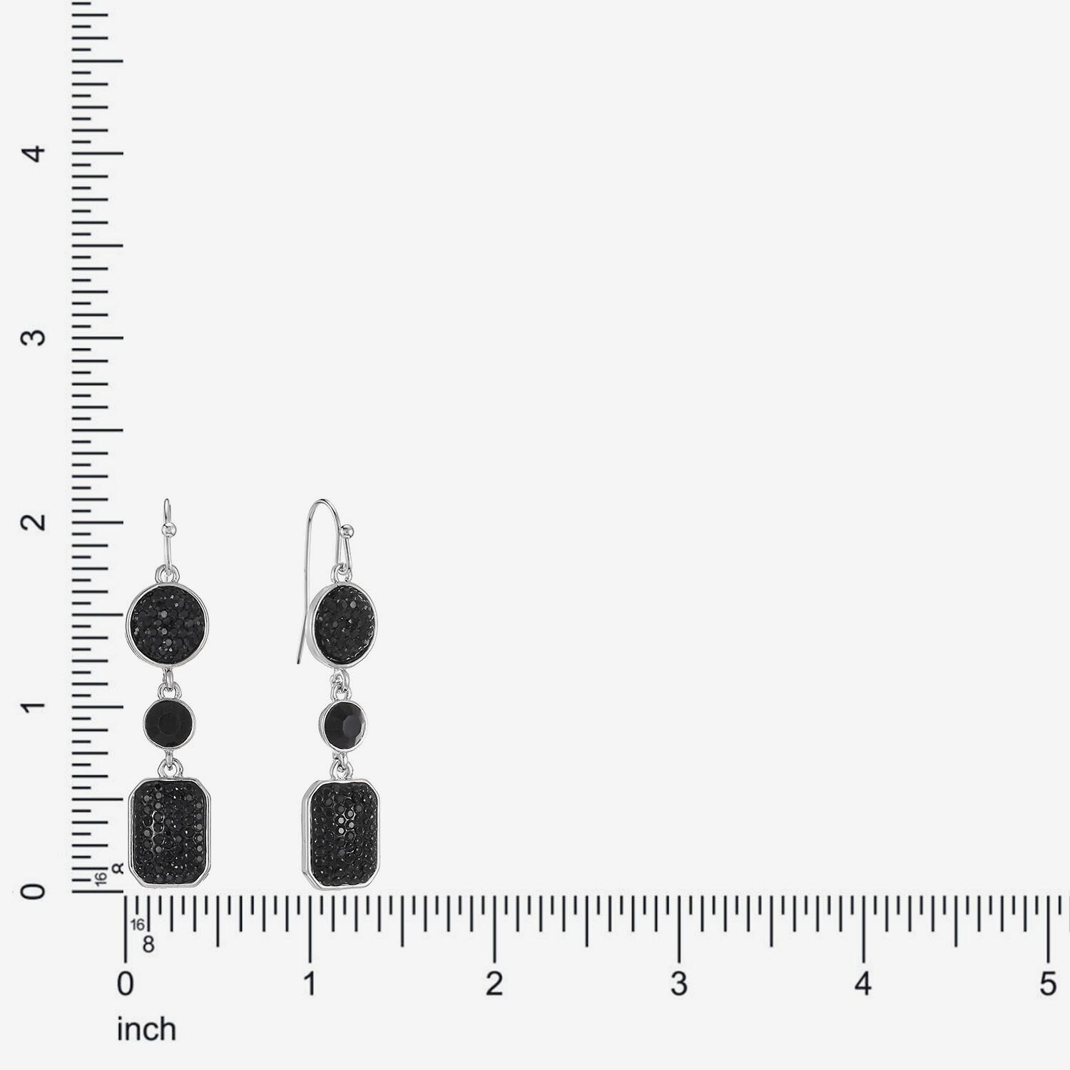 Mixit Womens Black Glass Drop Earrings