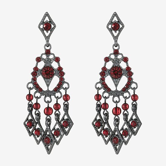 Mixit Womens Red Glass Hypoallergenic Chandelier Earrings, Color: Red ...