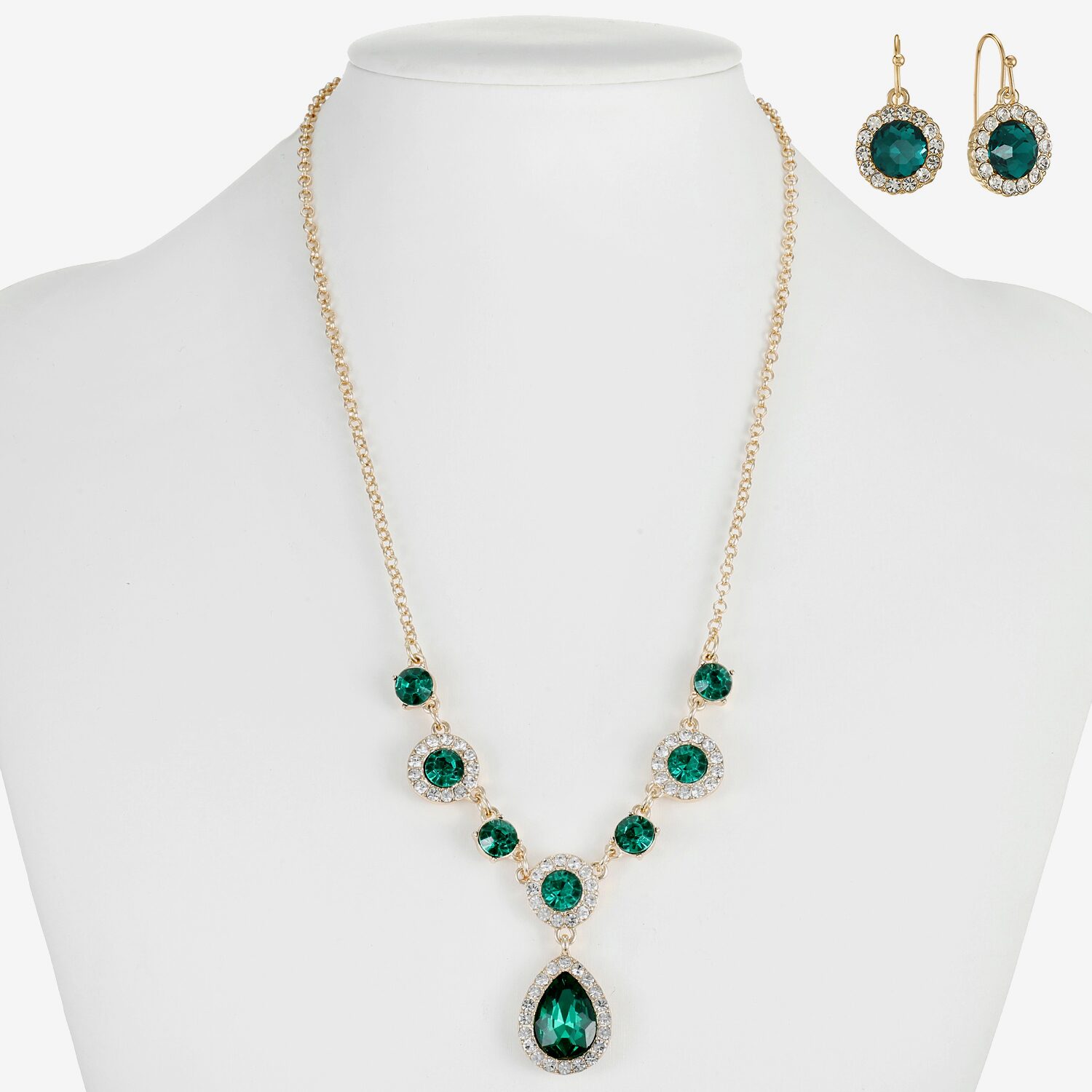 Monet Jewelry Womens Green Glass Round 2-pc. Jewelry Set