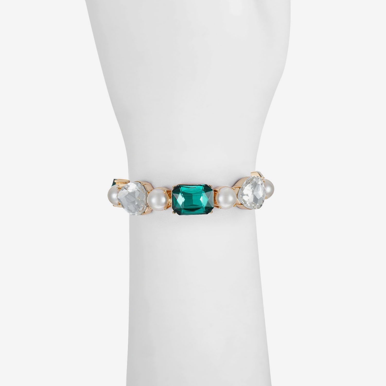 Monet Jewelry Womens Glass Simulated Pearl Stretch Bracelet