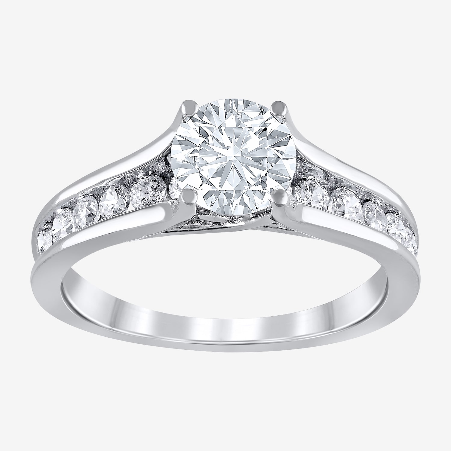 (G / Si2) Womens 2 CT. T.W. Lab Grown White Diamond 10K Gold Round Side Stone Bridal Set