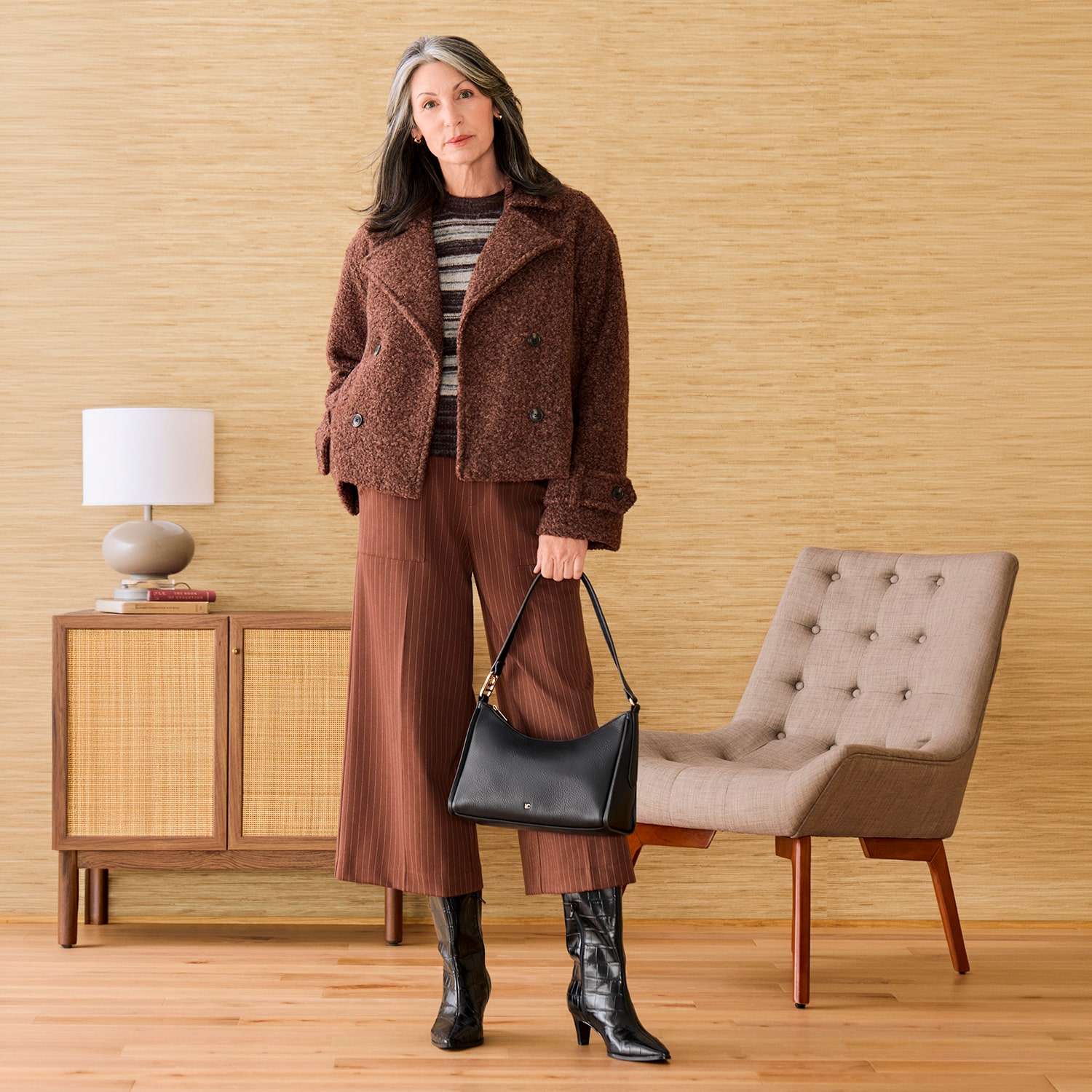 Liz Claiborne Womens Tall Midweight Peacoat