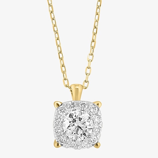 Effy Final Call Limited Quantities! Womens 1 CT. T.W. Lab Grown White Diamond 14K Gold Round 18 Inch Pendant Necklace
