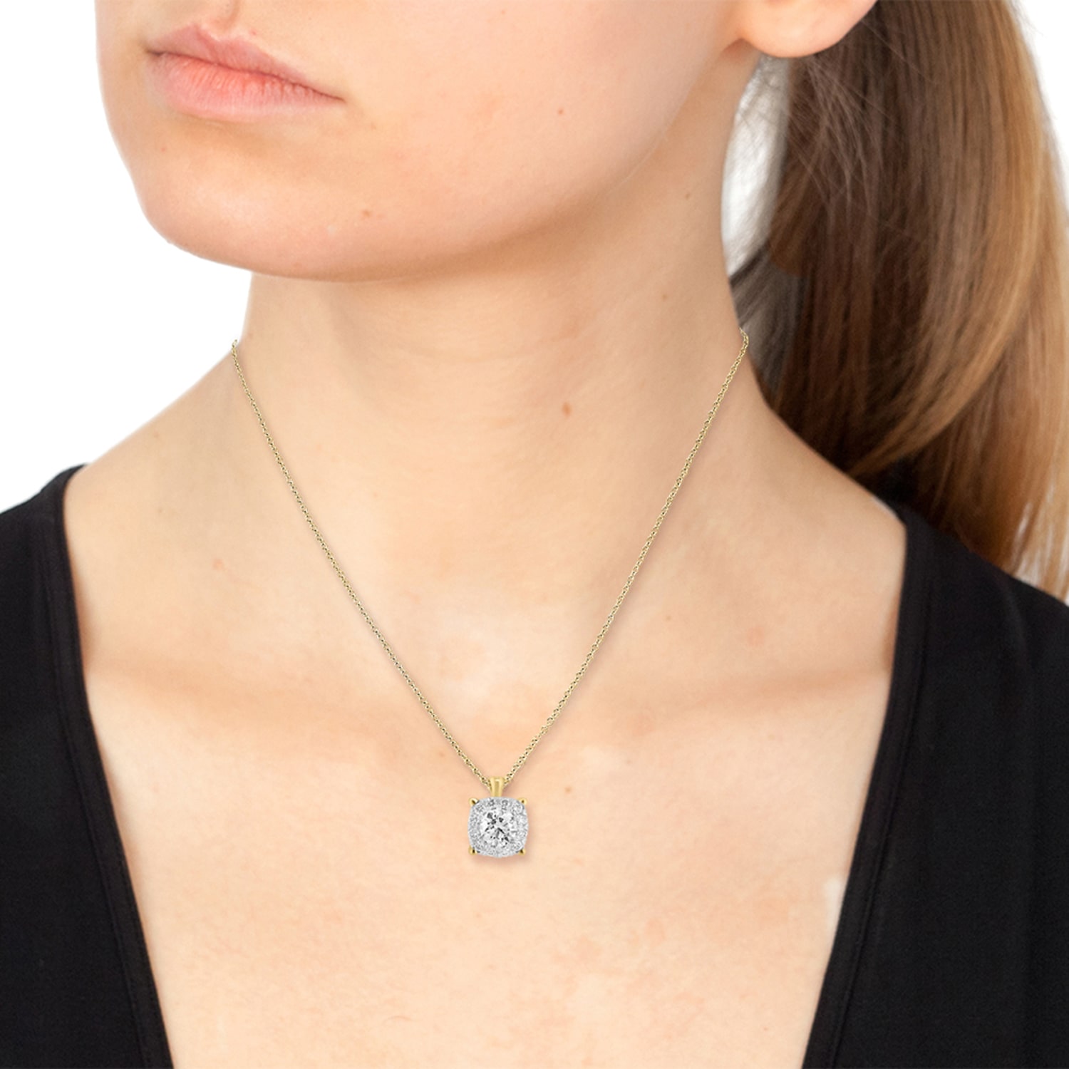 Effy Final Call Limited Quantities! Womens 1 CT. T.W. Lab Grown White Diamond 14K Gold Round 18 Inch Pendant Necklace