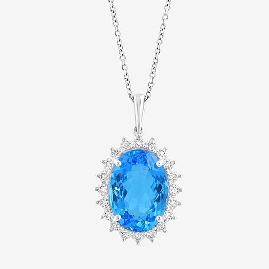 Effy Final Call Limited Quantities! Womens 1/10 CT. T.W. Genuine Blue Topaz 14K Gold Oval 18 Inch Pendant Necklace