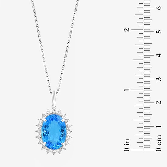 Effy Final Call Limited Quantities! Womens 1/10 CT. T.W. Genuine Blue Topaz 14K Gold Oval 18 Inch Pendant Necklace