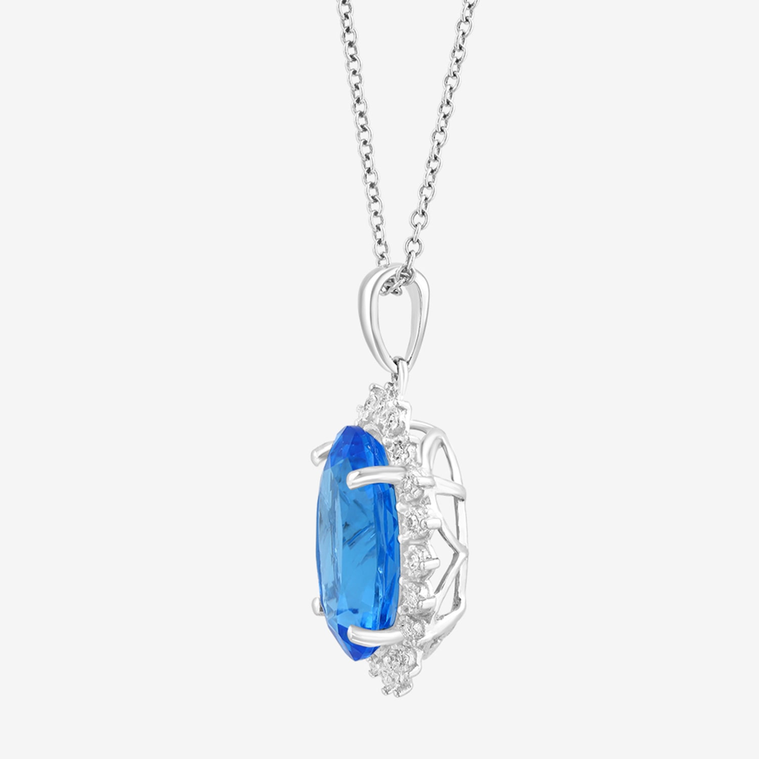 Effy Final Call Limited Quantities! Womens 1/ CT. T.W. Genuine Blue Topaz 14K Gold Oval 18 Inch Pendant Necklace