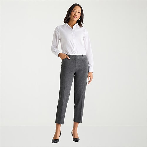 Liz Claiborne Emma Ponte Womens Straight Mid Rise Ankle Pant, 4 Petite, Gray