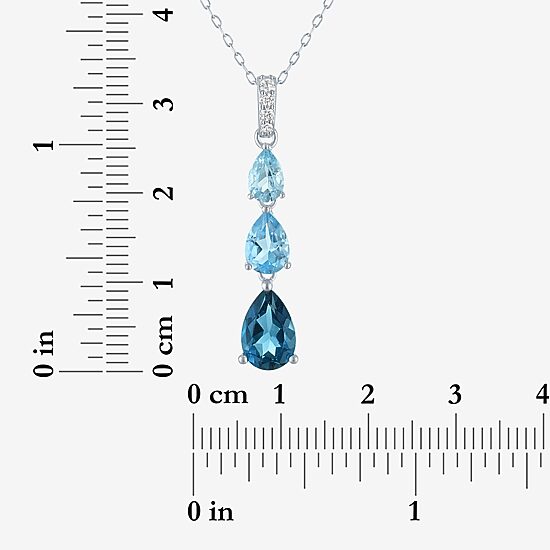 Womens Genuine Blue Topaz Sterling Silver Pear 16 Inch Pendant Necklace
