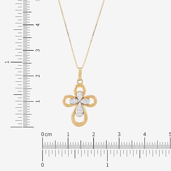 Womens 10K Gold Cross 18 Inch Pendant Necklace