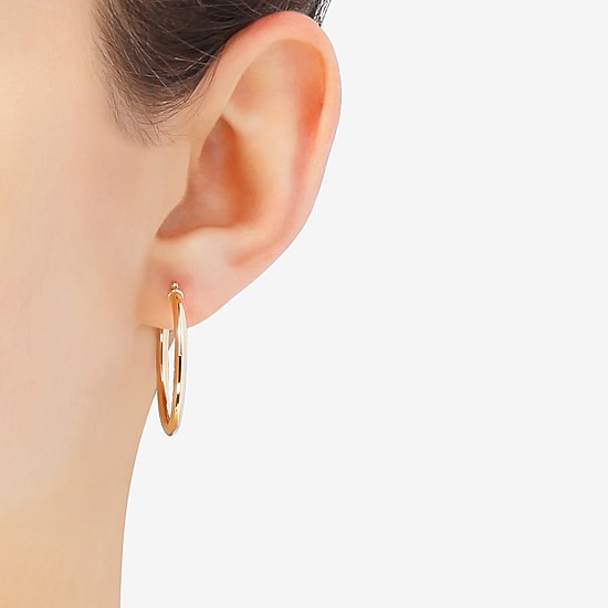 Womens 10K Gold 28mm Hoop Earrings