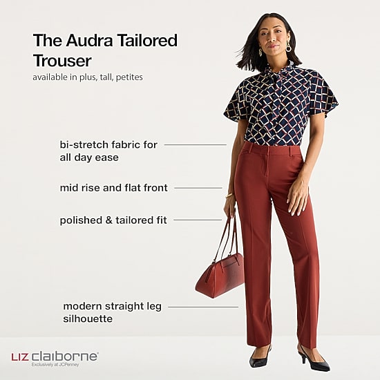 Liz Claiborne Audra Womens Tall Straight Mid Rise Trouser