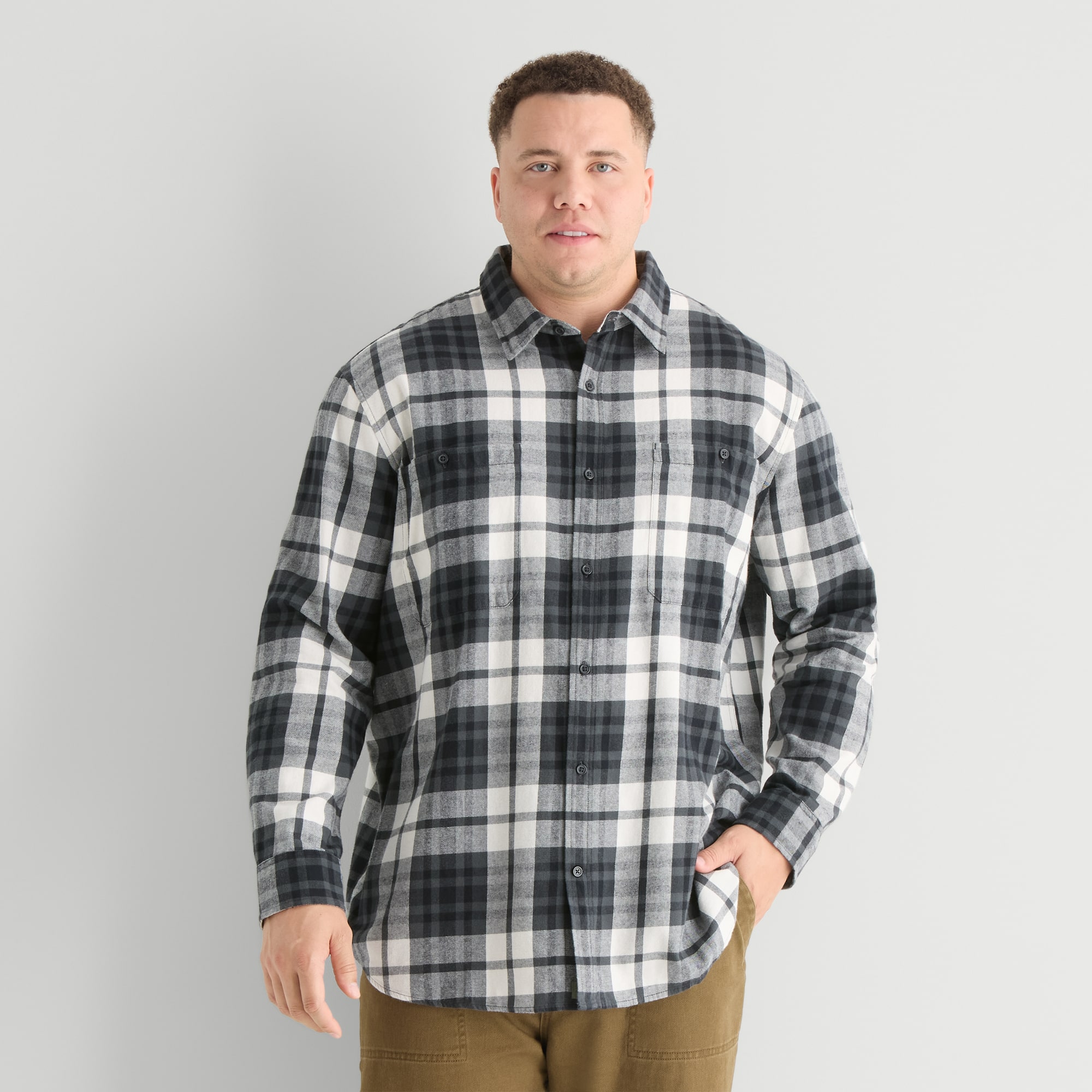 mutual weave Mens Long Sleeve Classic Fit Big and Tall Flannel Shirt