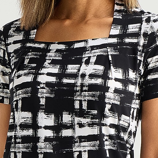 Black Label by Evan-Picone Womens Square Neck Short Sleeve Blouse