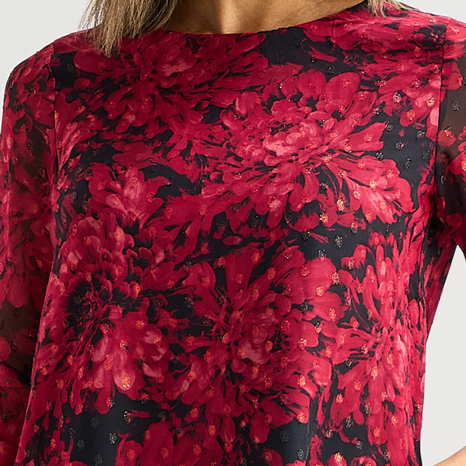 Black Label by Evan-Picone Womens Round Neck 3/4 Sleeve Blouse