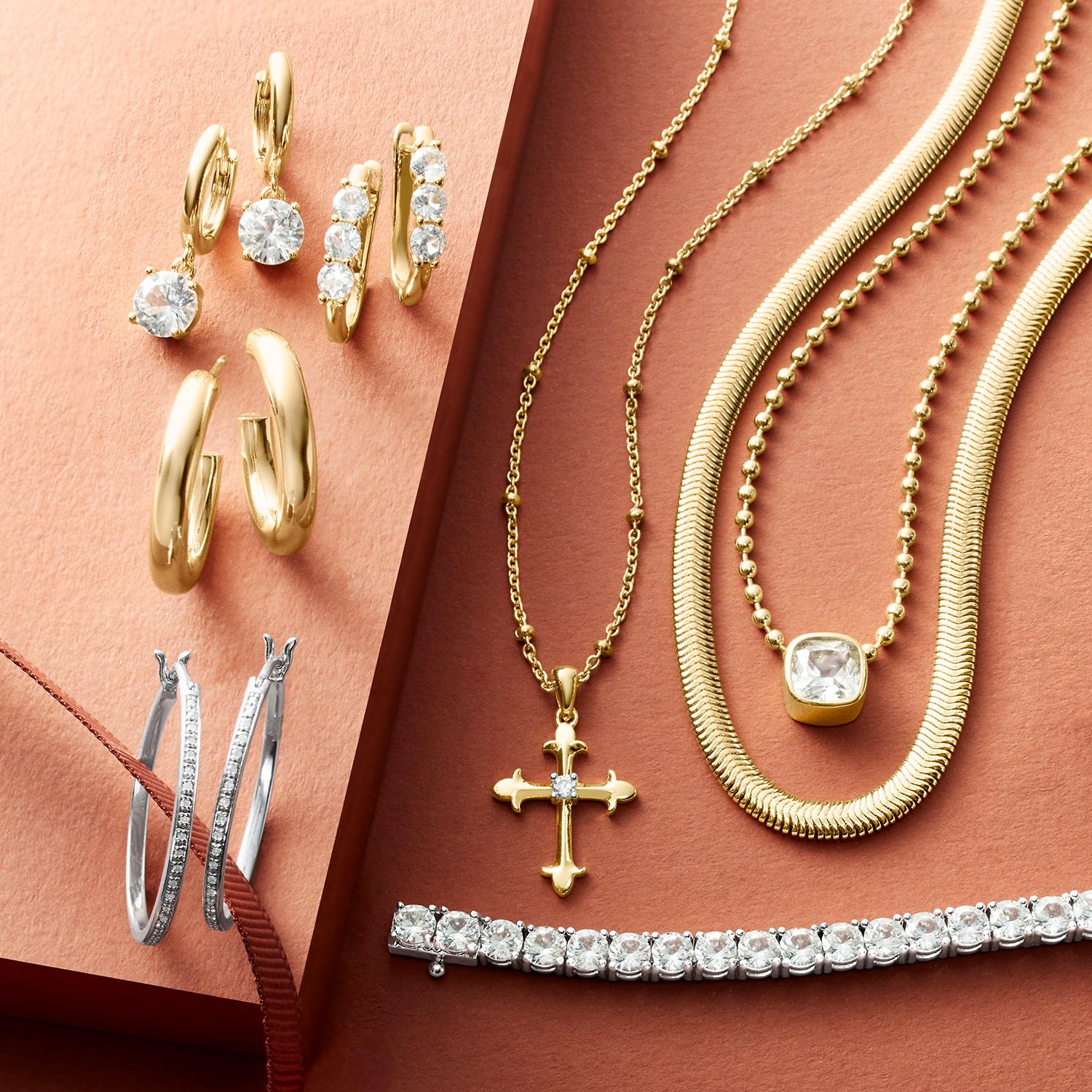 Yes, Please! Womens Lab Created White Sapphire 2-pc. Pendant Necklace Set