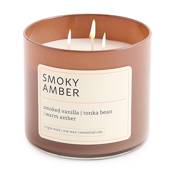 Distant Lands 14oz Smoky Amber 3-Wick Scented Jar Candle