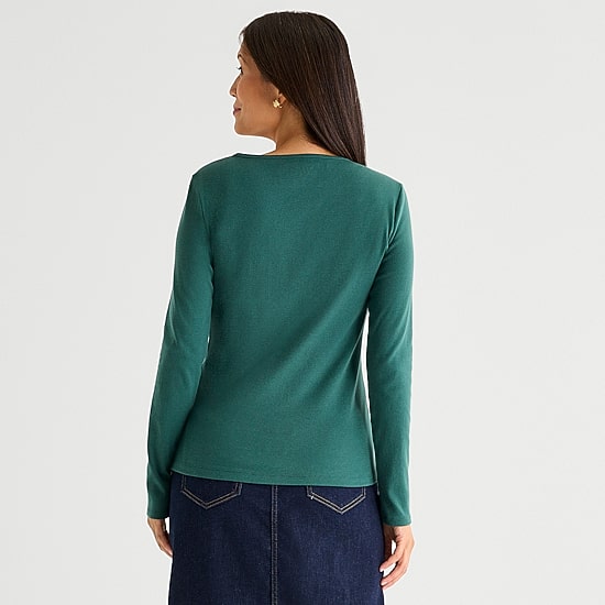 Liz Claiborne Womens Tall Crew Neck Long Sleeve T-Shirt