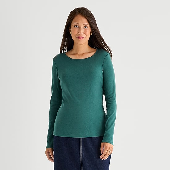 Liz Claiborne Womens Tall Crew Neck Long Sleeve T-Shirt