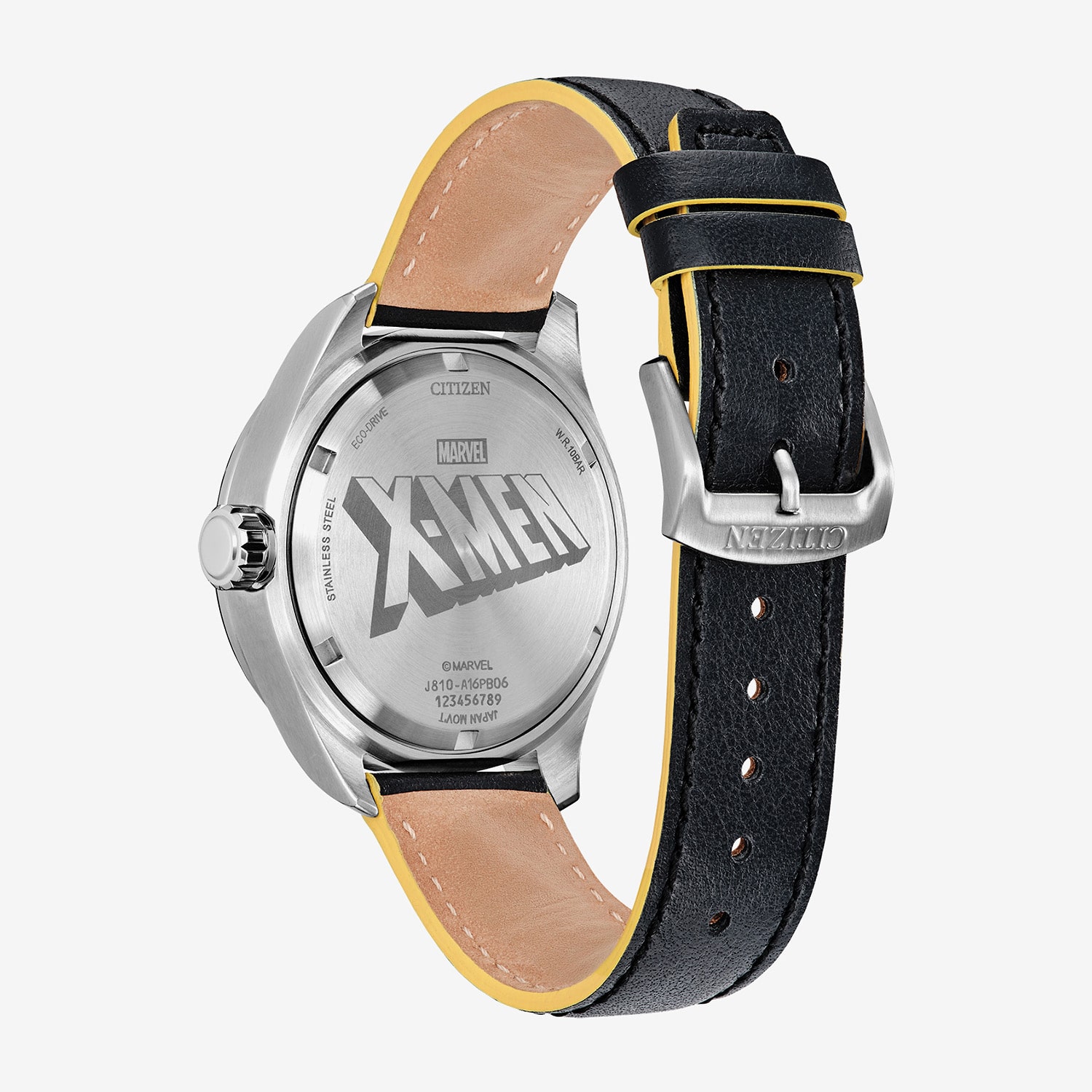 Citizen Marvel Comics Mens Black Leather Strap Watch Aw5007-17w