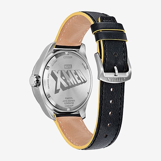 Citizen Marvel Comics Mens Black Leather Strap Watch Aw5007-17w