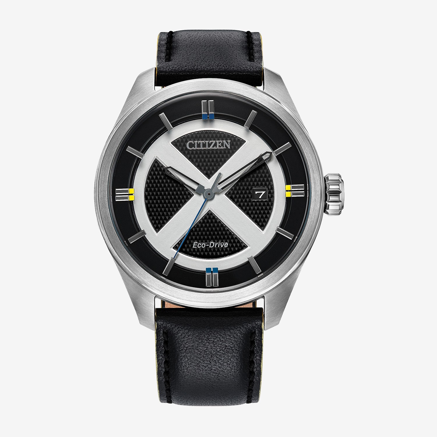 Citizen Marvel Comics Mens Black Leather Strap Watch Aw5007-17w