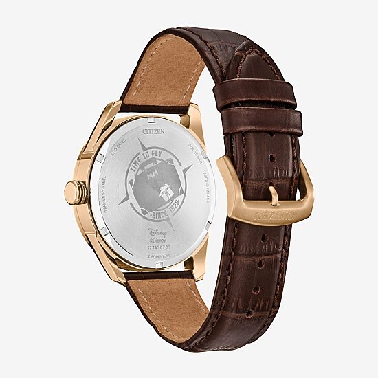 Citizen Mickey Mouse Mens Brown Leather Strap Watch Aw0088-04w