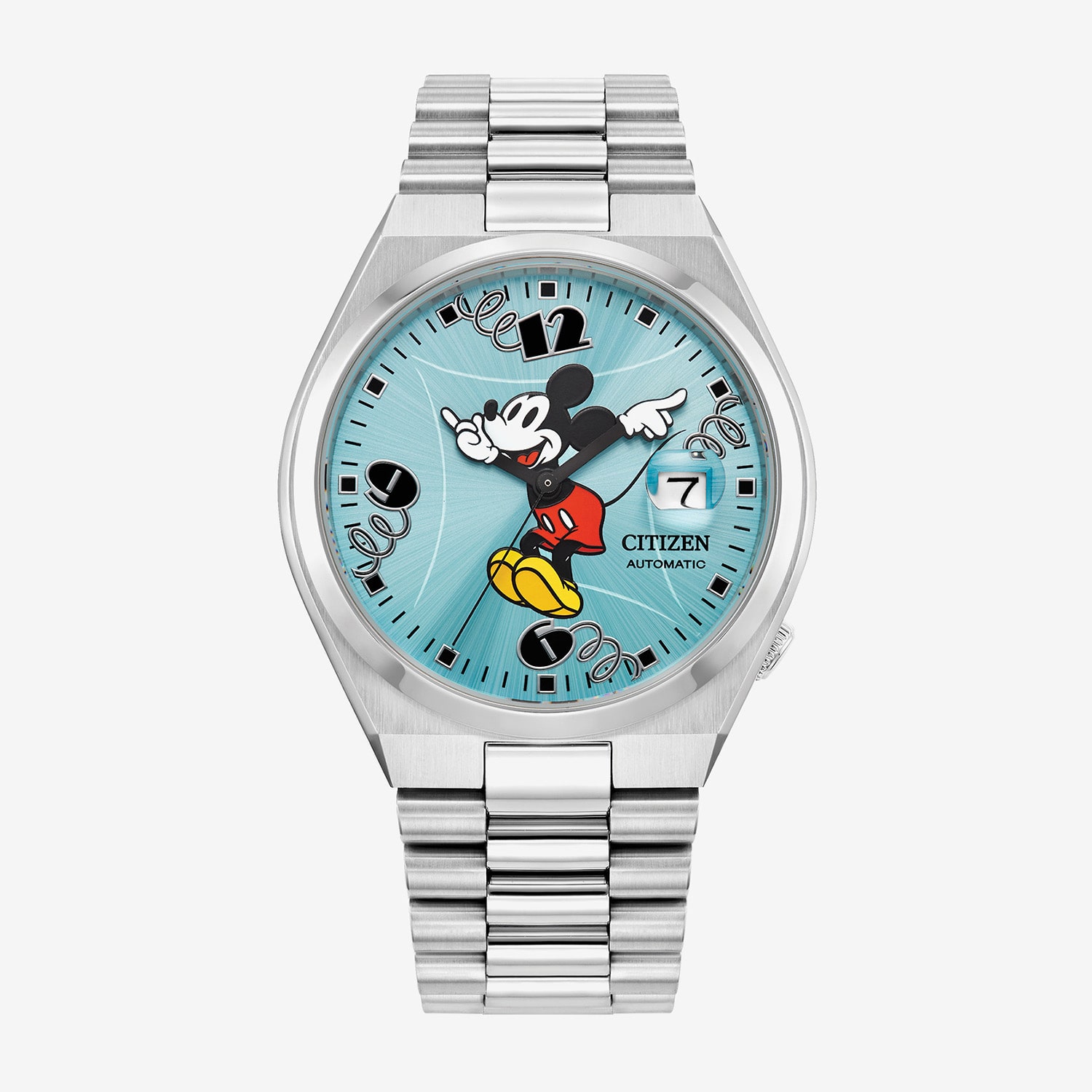 Citizen Mickey Mouse Unisex Adult Automatic Silver Tone Stainless Steel Bracelet Watch Nj0156-50l