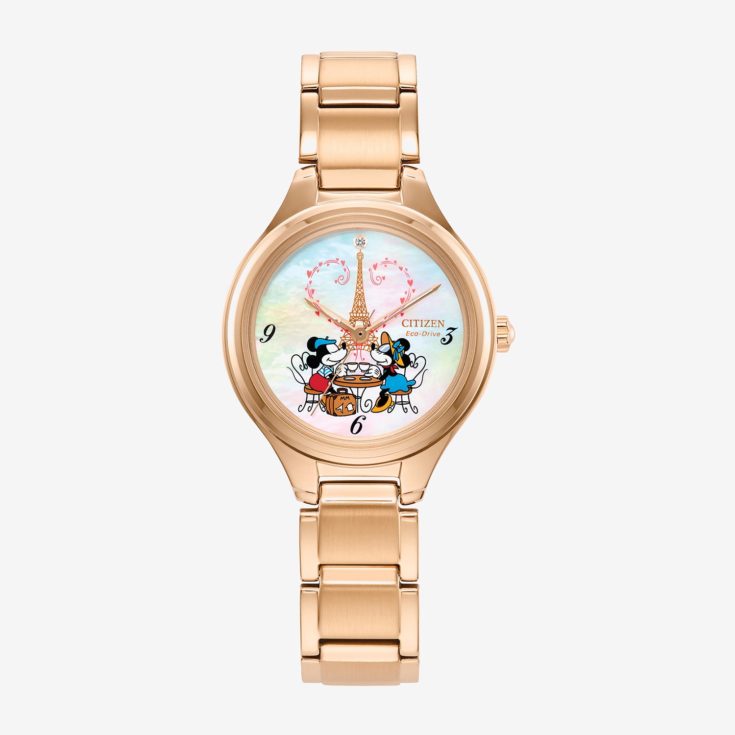 Citizen Mickeys Friends Womens Rose Goldtone Stainless Steel Bracelet Watch Fe2103-52d