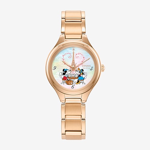 Citizen Mickeys Friends Womens Rose Goldtone Stainless Steel Bracelet Watch Fe2103-52d In Pink