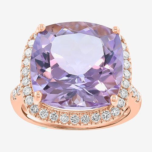 Effy Final Call Limited Quantities! Womens 1/2 Ct. T.w. Genuine Purple Amethyst 14k Gold Cocktail Ring In Pink