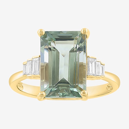 Effy Final Call Limited Quantities! Womens 1/4 Ct. T.w. Genuine Green Amethyst 14k Gold Cocktail Ring