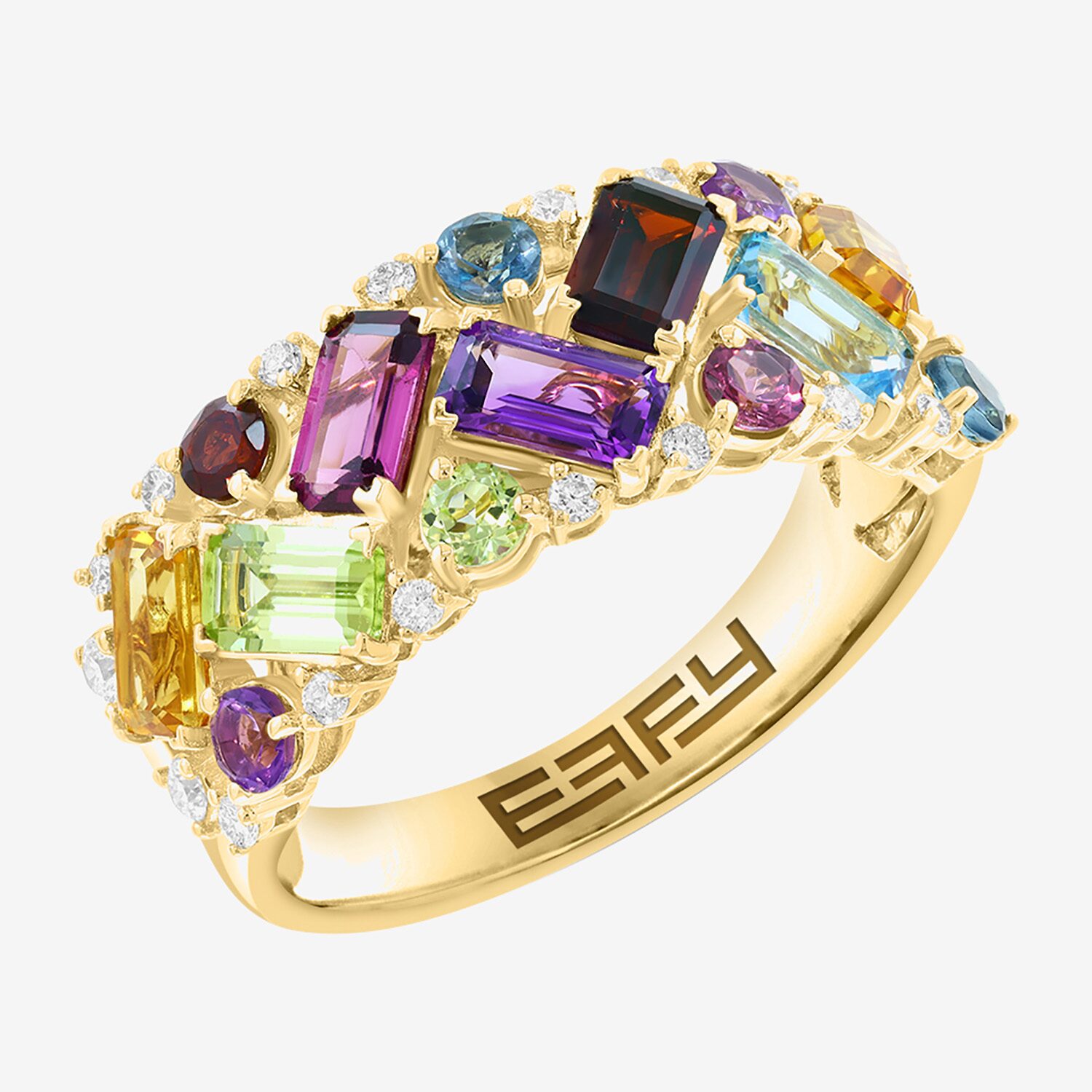 Effy Final Call Limited Quantities! Womens 1/5 CT. Genuine Multi Color 14K Gold Band
