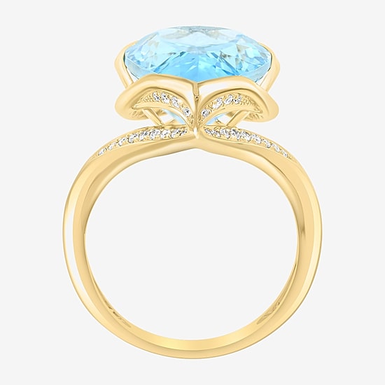 Effy Final Call Limited Quantities! Womens 1/5 CT. Genuine Blue Topaz 14K Gold Pear Cocktail Ring